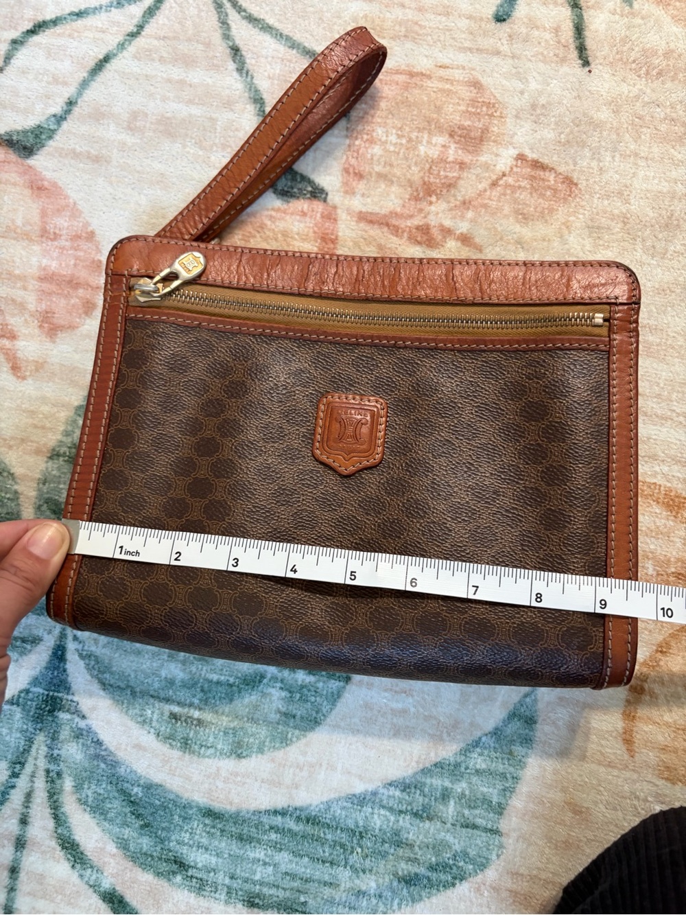Vintage Celine Macadam Monogram Leather Wristlet Clutch Made in Italy - Picture 12 of 13